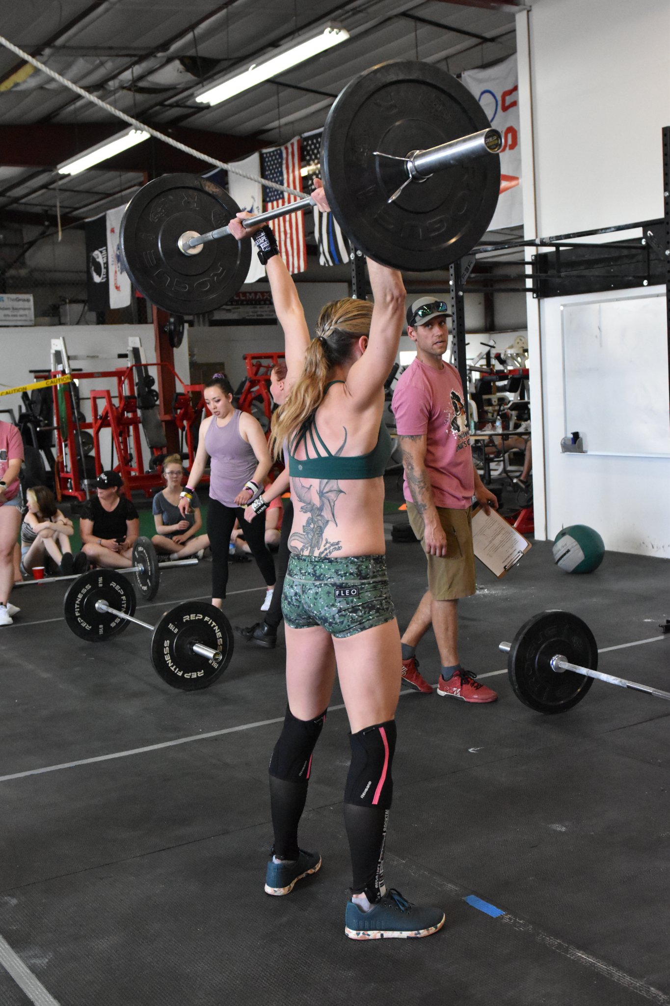 thrusters at crossfit comp www.crossfitmomm.com
